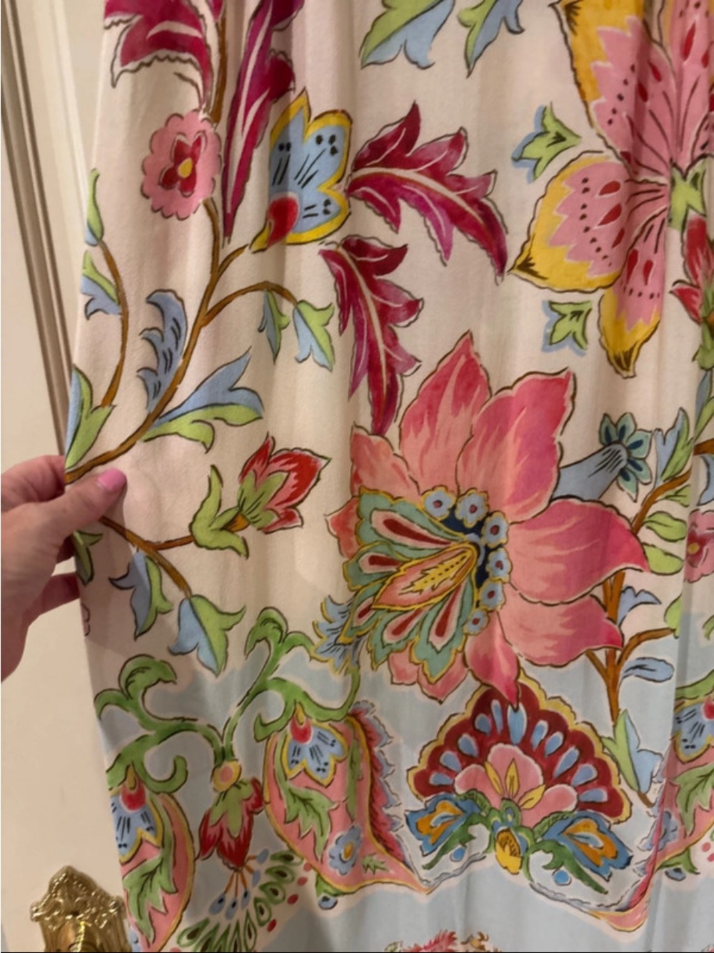 Zara Cream Maxi Dress with Pink, Green and Blue Floral Print - Picture 3 of 10